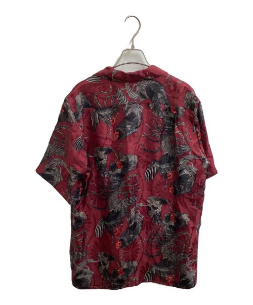 NIPOALOHA（二ポアロハ）NIPOALOHA (二ポアロハ) SHORT SLEEVE ALOHA SHIRT / 伊藤若冲 群鶏 / BEAUTY&YOUTH別注 / N25-SSH102SP レッド サイズ:1の古着・服飾アイテム