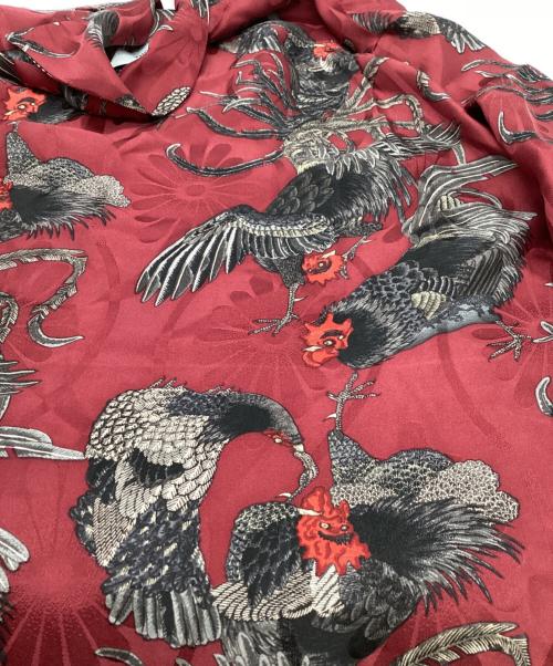 NIPOALOHA（二ポアロハ）NIPOALOHA (二ポアロハ) SHORT SLEEVE ALOHA SHIRT / 伊藤若冲 群鶏 / BEAUTY&YOUTH別注 / N25-SSH102SP レッド サイズ:1の古着・服飾アイテム