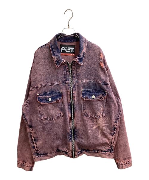 OAKLEY（オークリー）OAKLEY (オークリー) PIET (ピエット) Distressed Denim Jacket ピンク サイズ:XLの古着・服飾アイテム