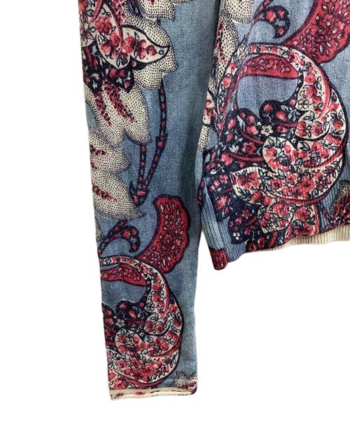 KENZO（ケンゾー）KENZO (ケンゾー) フラワーモチーフシルクカシミヤニット ブルー サイズ:Mの古着・服飾アイテム