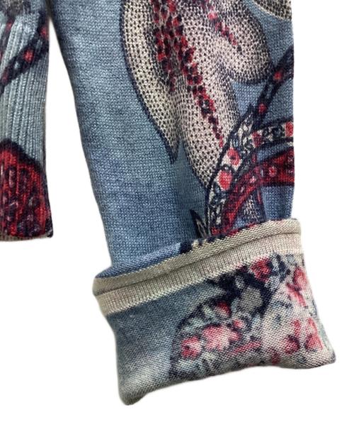 KENZO（ケンゾー）KENZO (ケンゾー) フラワーモチーフシルクカシミヤニット ブルー サイズ:Mの古着・服飾アイテム