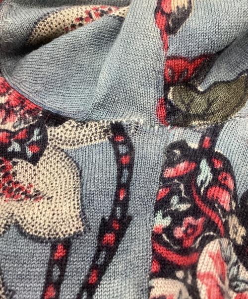 KENZO（ケンゾー）KENZO (ケンゾー) フラワーモチーフシルクカシミヤニット ブルー サイズ:Mの古着・服飾アイテム