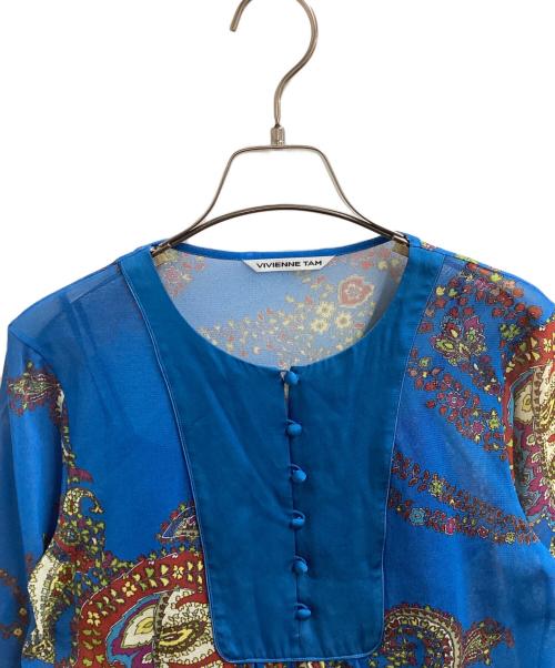 VIVIENNE TAM（ヴィヴィアンタム）VIVIENNE TAM (ヴィヴィアンタム) ペイズリーシアーカットソー ブルー サイズ:1の古着・服飾アイテム