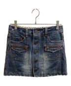 BURBERRY BLUE LABELバーバリー ブルー レーベル）の古着「ダメージ加工デニムミニスカート / FLF25-525-32」｜ブルー