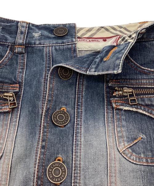 BURBERRY BLUE LABEL（バーバリー ブルー レーベル）BURBERRY BLUE LABEL (バーバリー ブルー レーベル) ダメージ加工デニムミニスカート / FLF25-525-32 ブルー サイズ:24の古着・服飾アイテム