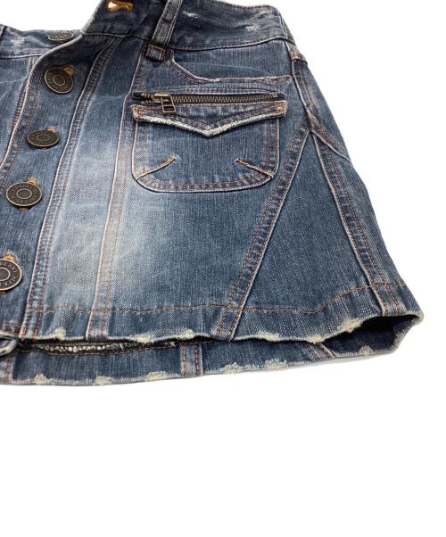 BURBERRY BLUE LABEL（バーバリー ブルー レーベル）BURBERRY BLUE LABEL (バーバリー ブルー レーベル) ダメージ加工デニムミニスカート / FLF25-525-32 ブルー サイズ:24の古着・服飾アイテム