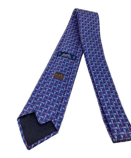 HERMES（エルメス）HERMES (エルメス) 馬具柄シルクネクタイ ネイビー サイズ:表記なしの古着・服飾アイテム