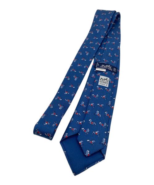 HERMES（エルメス）HERMES (エルメス) ロデオ柄シルクネクタイ ネイビー サイズ:表記なしの古着・服飾アイテム