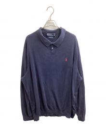 POLO RALPH LAUREN（ポロ・ラルフローレン）の古着「PIMA COTTON L/Sポロシャツ」｜ネイビー