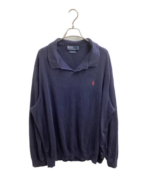 POLO RALPH LAUREN（ポロ・ラルフローレン）POLO RALPH LAUREN (ポロ・ラルフローレン) PIMA COTTON L/Sポロシャツ ネイビー サイズ:3XLTの古着・服飾アイテム