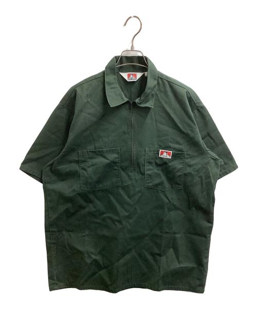 BEN DAVIS（ベンデイビス）BEN DAVIS (ベンデイビス) ハーフジップS/Sワークシャツ グリーン サイズ:Lの古着・服飾アイテム