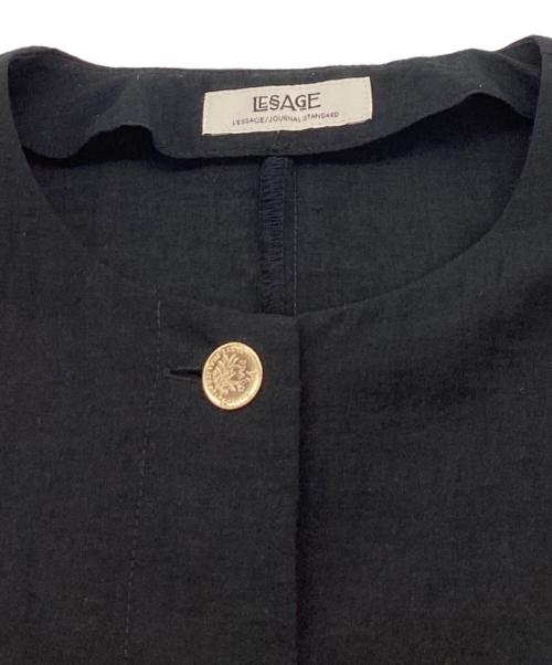 journal standard L'essage（ジャーナルスタンダード レサージュ）journal standard L'essage (ジャーナルスタンダード レサージュ) IPEKERタックハーフスリーブブラウス ブラック サイズ:表記無しの古着・服飾アイテム