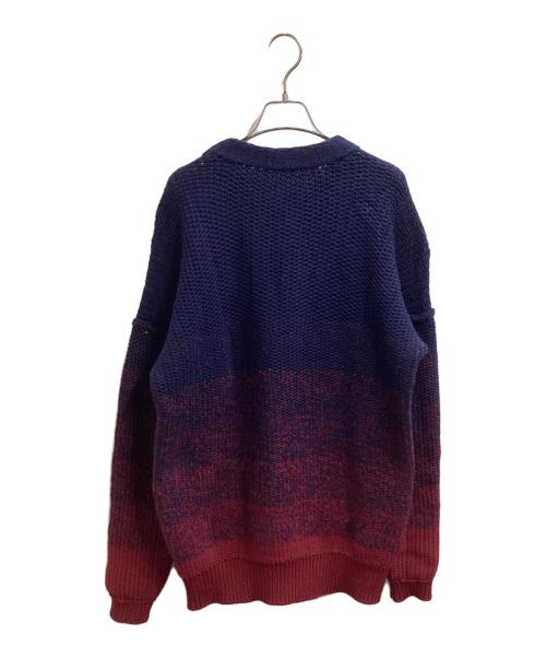 ISSEY MIYAKE MEN（イッセイミヤケメン）ISSEY MIYAKE MEN (イッセイミヤケメン) グラデーション  ニット / ME93KN115 ネイビー×レッド サイズ:3の古着・服飾アイテム