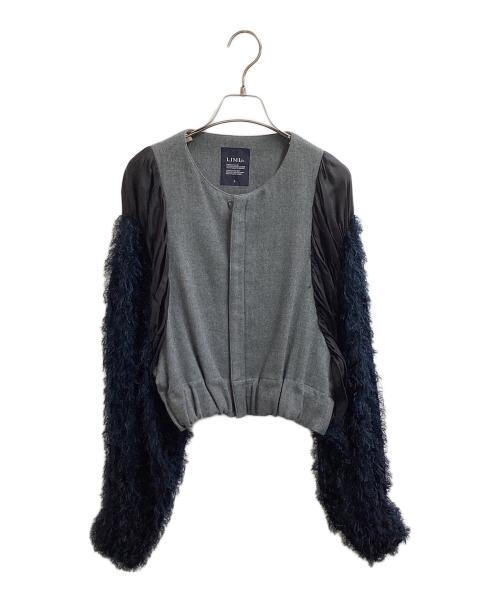 LIMI feu（リミフゥ）LIMI feu (リミフゥ) 袖フリンジ切替 ノーカラージャケット/LK-J19-113 グレー サイズ:Sの古着・服飾アイテム