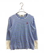 PLAY COMME des GARCONSプレイコムデギャルソン）の古着「SMALL HEART STRIPED LS TEE」｜ブルー