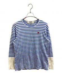 PLAY COMME des GARCONS（プレイコムデギャルソン）の古着「SMALL HEART STRIPED LS TEE」｜ブルー
