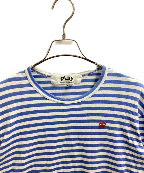 PLAY COMME des GARCONS（プレイコムデギャルソン）PLAY COMME des GARCONS (プレイコムデギャルソン) SMALL HEART STRIPED LS TEE ブルー サイズ:XLの古着・服飾アイテム