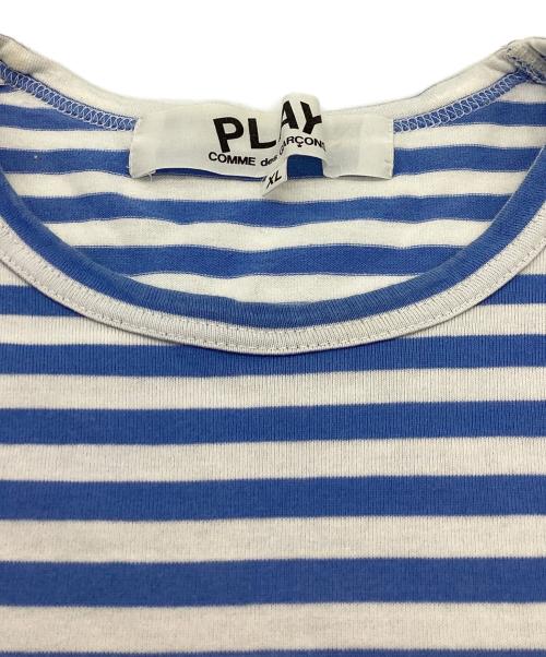 PLAY COMME des GARCONS（プレイコムデギャルソン）PLAY COMME des GARCONS (プレイコムデギャルソン) SMALL HEART STRIPED LS TEE ブルー サイズ:XLの古着・服飾アイテム