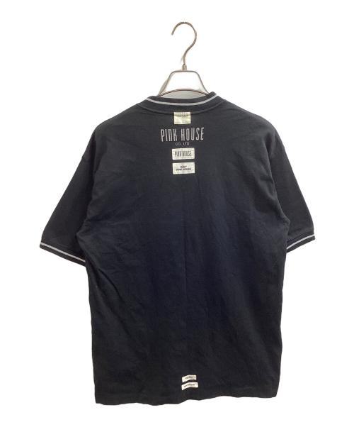 KARL HELMUT（カールヘルム）Karl Helmut (カールヘルム) PINK HOUSE (ピンクハウス) ハーフジップTシャツ ブラック サイズ:Lの古着・服飾アイテム