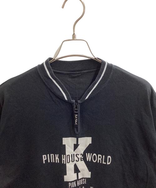 KARL HELMUT（カールヘルム）Karl Helmut (カールヘルム) PINK HOUSE (ピンクハウス) ハーフジップTシャツ ブラック サイズ:Lの古着・服飾アイテム