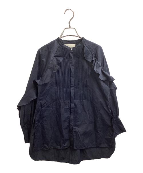 MARILYN MOON（マリリンムーン）MARILYN MOON (マリリンムーン) ラッフルマイクロタックシャツ ネイビー サイズ:表記無しの古着・服飾アイテム