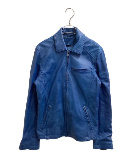 knackered（ナッカード）KNACKERED (ナッカード) USED加工レザージャケット ブルー サイズ:Mの古着・服飾アイテム