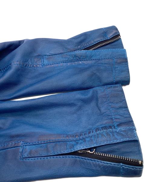 knackered（ナッカード）KNACKERED (ナッカード) USED加工レザージャケット ブルー サイズ:Mの古着・服飾アイテム