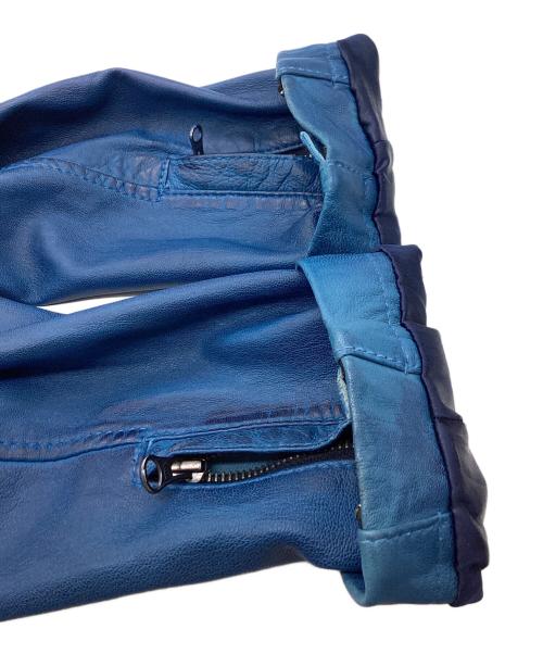knackered（ナッカード）KNACKERED (ナッカード) USED加工レザージャケット ブルー サイズ:Mの古着・服飾アイテム