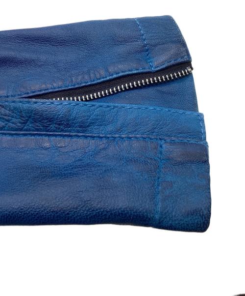 knackered（ナッカード）KNACKERED (ナッカード) USED加工レザージャケット ブルー サイズ:Mの古着・服飾アイテム