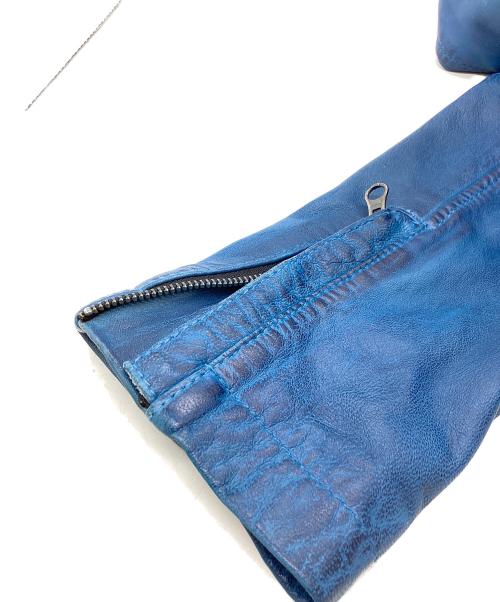 knackered（ナッカード）KNACKERED (ナッカード) USED加工レザージャケット ブルー サイズ:Mの古着・服飾アイテム