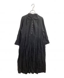 nest Robe（ネストローブ）の古着「Yネック　リネン　ワンピース」｜ブラック