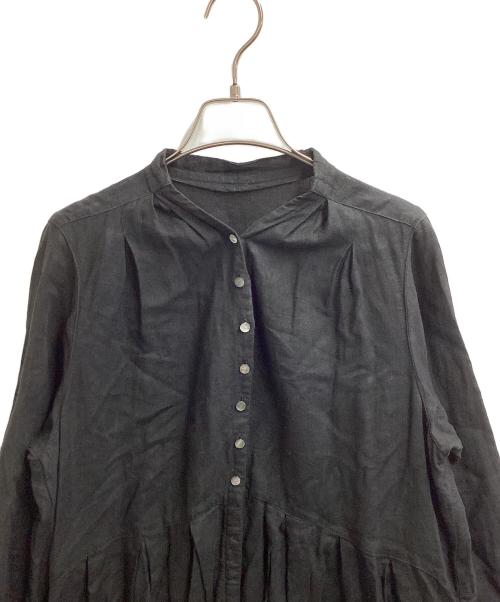 nest Robe（ネストローブ）nest Robe (ネストローブ) Yネック　リネン　ワンピース ブラック サイズ:Fの古着・服飾アイテム