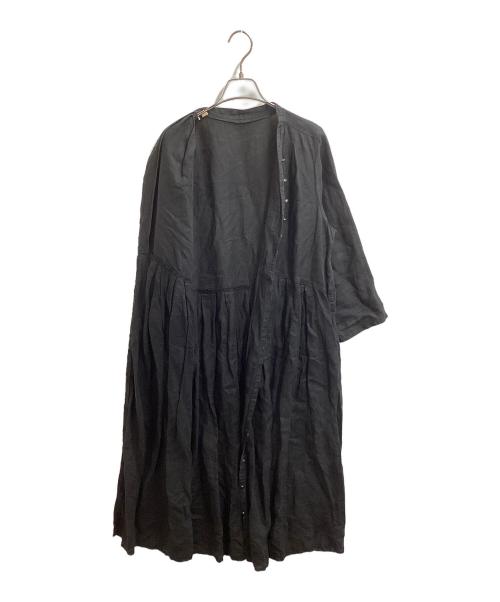 nest Robe（ネストローブ）nest Robe (ネストローブ) Yネック　リネン　ワンピース ブラック サイズ:Fの古着・服飾アイテム