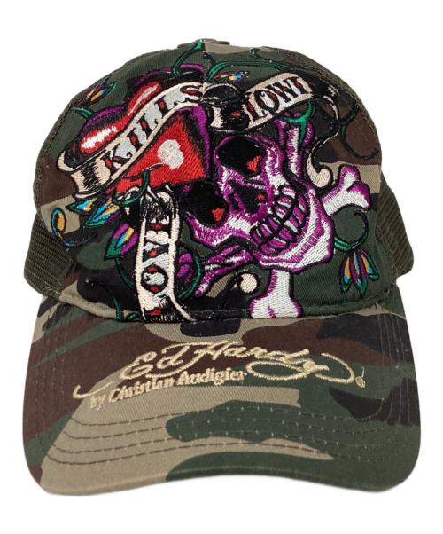 Ed Hardy（エド ハーディー）ED HARDY (エド ハーディー) メッシュキャップ グリーンの古着・服飾アイテム