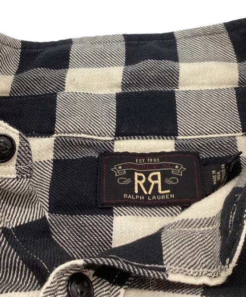 RRL（ダブルアールエル）RRL (ダブルアールエル) バッファローチェック ツイル ワークシャツ ホワイト×ブラック サイズ:Mの古着・服飾アイテム