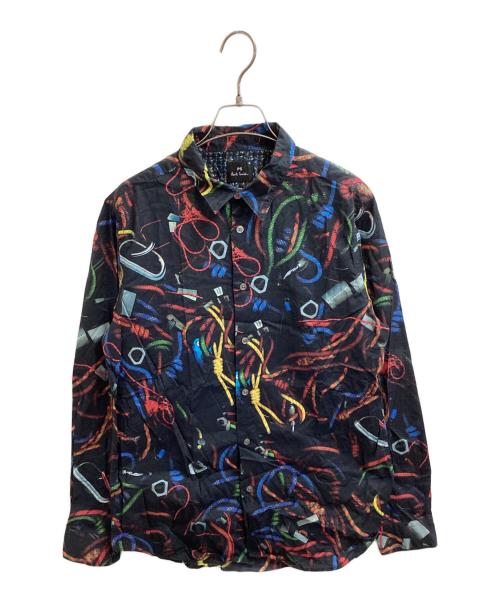 PS Paul Smith（ＰＳポールスミス）PS Paul Smith (ＰＳポールスミス) クライミングローププリントシャツ ブラック サイズ:Mの古着・服飾アイテム