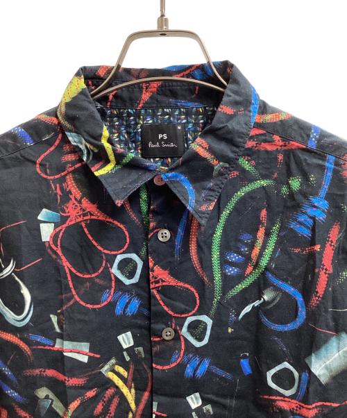 PS Paul Smith（ＰＳポールスミス）PS Paul Smith (ＰＳポールスミス) クライミングローププリントシャツ ブラック サイズ:Mの古着・服飾アイテム