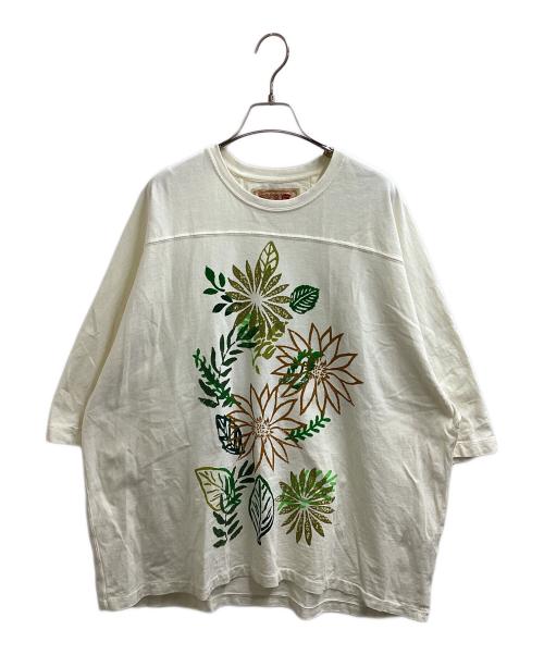 Monostereo（モノステレオ）Monostereo (モノステレオ) LEAFY GREENS FOOTBALL TEE ホワイト サイズ:Lの古着・服飾アイテム