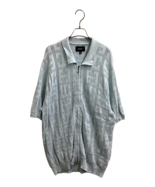 HUF（ハフ）HUF (ハフ) MONOGRAM JACQUARD ZIP SWEATER ブルー サイズ:XLの古着・服飾アイテム