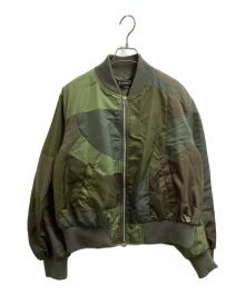 ANREALAGE（アンリアレイジ）の古着「PANEL PATCHWORK MA-1 ジャケット」｜オリーブ