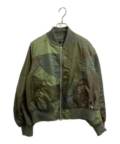 ANREALAGE（アンリアレイジ）ANREALAGE (アンリアレイジ) PANEL PATCHWORK MA-1 ジャケット オリーブ サイズ:46の古着・服飾アイテム