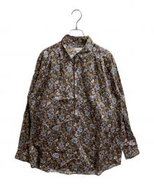 TOMORROW LAND（トゥモローランド）の古着「コットンサテン フラワープリント プルオーバー タックシャツ / 63-01-45-01102」｜ブラウン