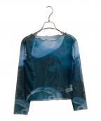 saharaサハラ）の古着「sheer top/ART / シアーカットソー」｜ブルー