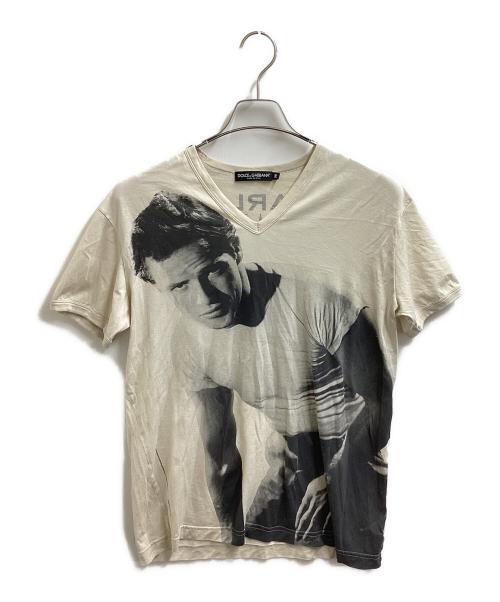 DOLCE & GABBANA（ドルチェ＆ガッバーナ）DOLCE & GABBANA (ドルチェ＆ガッバーナ) MARLON BRANDO プリントＴ アイボリー サイズ:50の古着・服飾アイテム