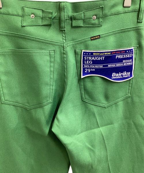 DAIRIKU（ダイリク）DAIRIKU (ダイリク) Straight Flasher Pressed Pants（ストレートフラッシャープレスドパンツ）/ 22SS P-4 グリーン サイズ:29(採寸値参照)の古着・服飾アイテム
