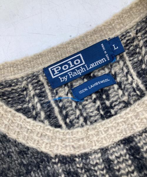POLO RALPH LAUREN（ポロ・ラルフローレン）POLO RALPH LAUREN (ポロ・ラルフローレン) チェック柄ニット ブラック サイズ:Lの古着・服飾アイテム