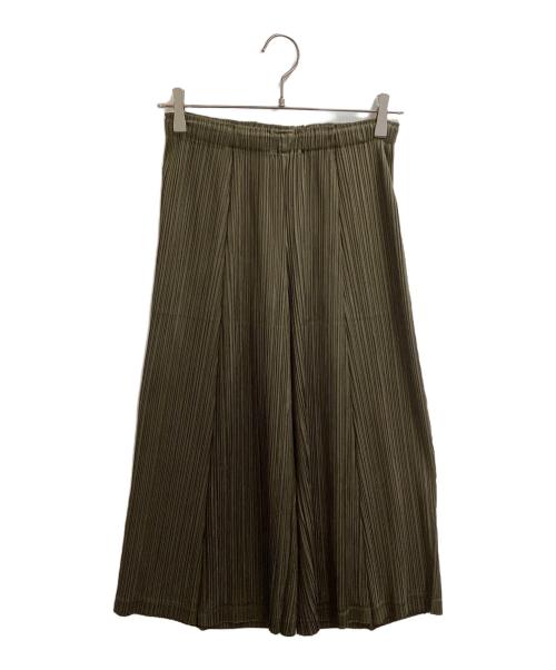 PLEATS PLEASE（プリーツプリーズ）PLEATS PLEASE (プリーツプリーズ) プリーツクロップドワイドパンツ / PP03-JF402 オリーブ サイズ:2の古着・服飾アイテム