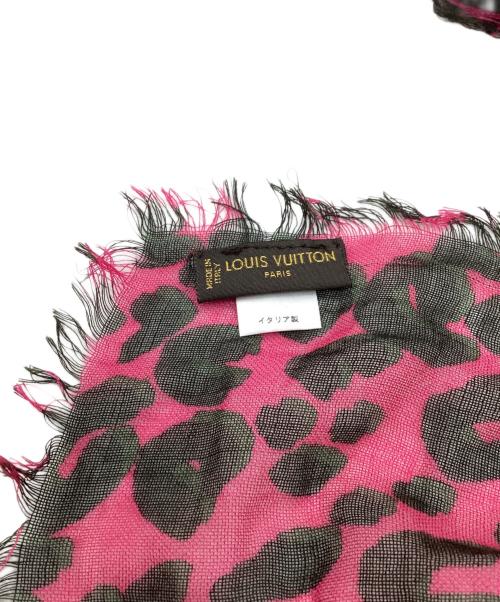 LOUIS VUITTON（ルイ ヴィトン）LOUIS VUITTON (ルイ ヴィトン) レオパードカシミヤシルクストール ピンク×グリーンの古着・服飾アイテム