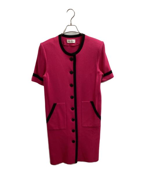 Yves Saint Laurent（イヴサンローラン）Yves Saint Laurent (イヴサンローラン) パイピングニットワンピース ピンク サイズ:Mの古着・服飾アイテム