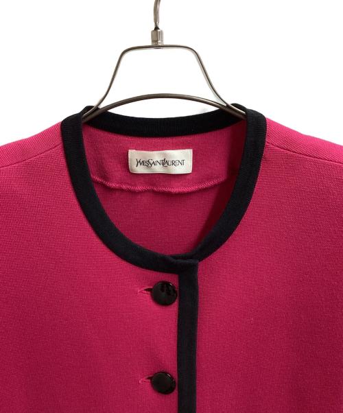Yves Saint Laurent（イヴサンローラン）Yves Saint Laurent (イヴサンローラン) パイピングニットワンピース ピンク サイズ:Mの古着・服飾アイテム